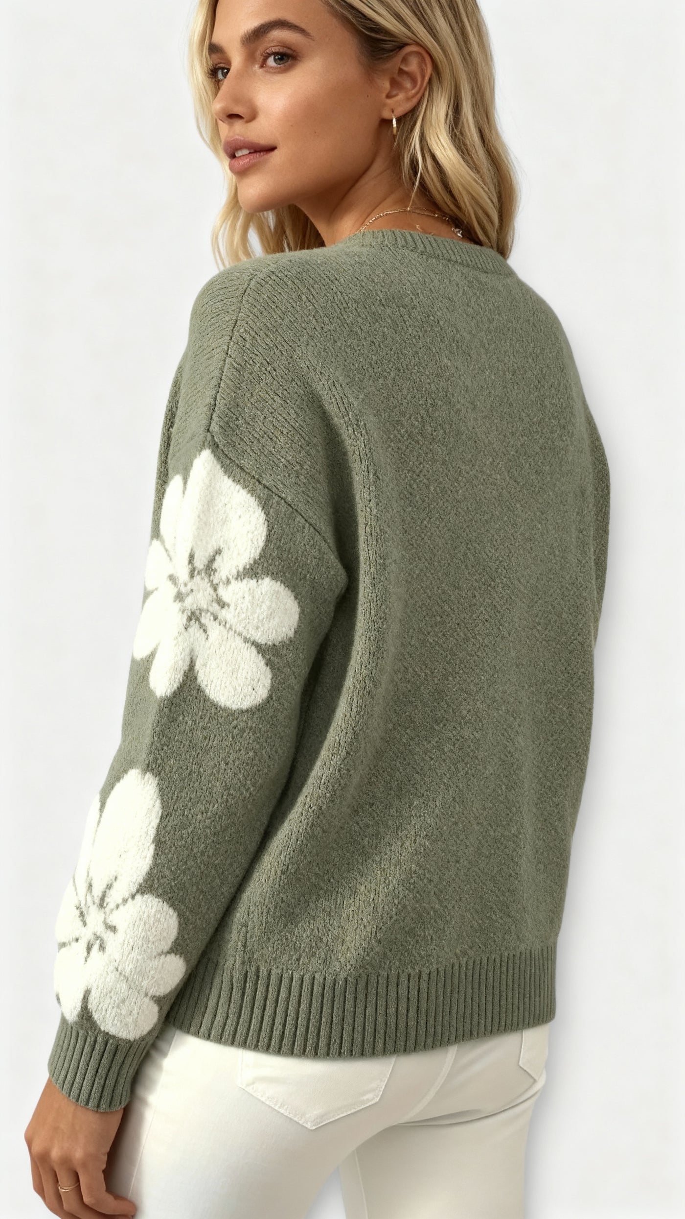 Silke - Soft Knit Sweater with Floral Design