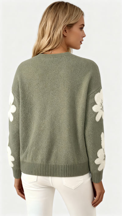 Silke - Soft Knit Sweater with Floral Design