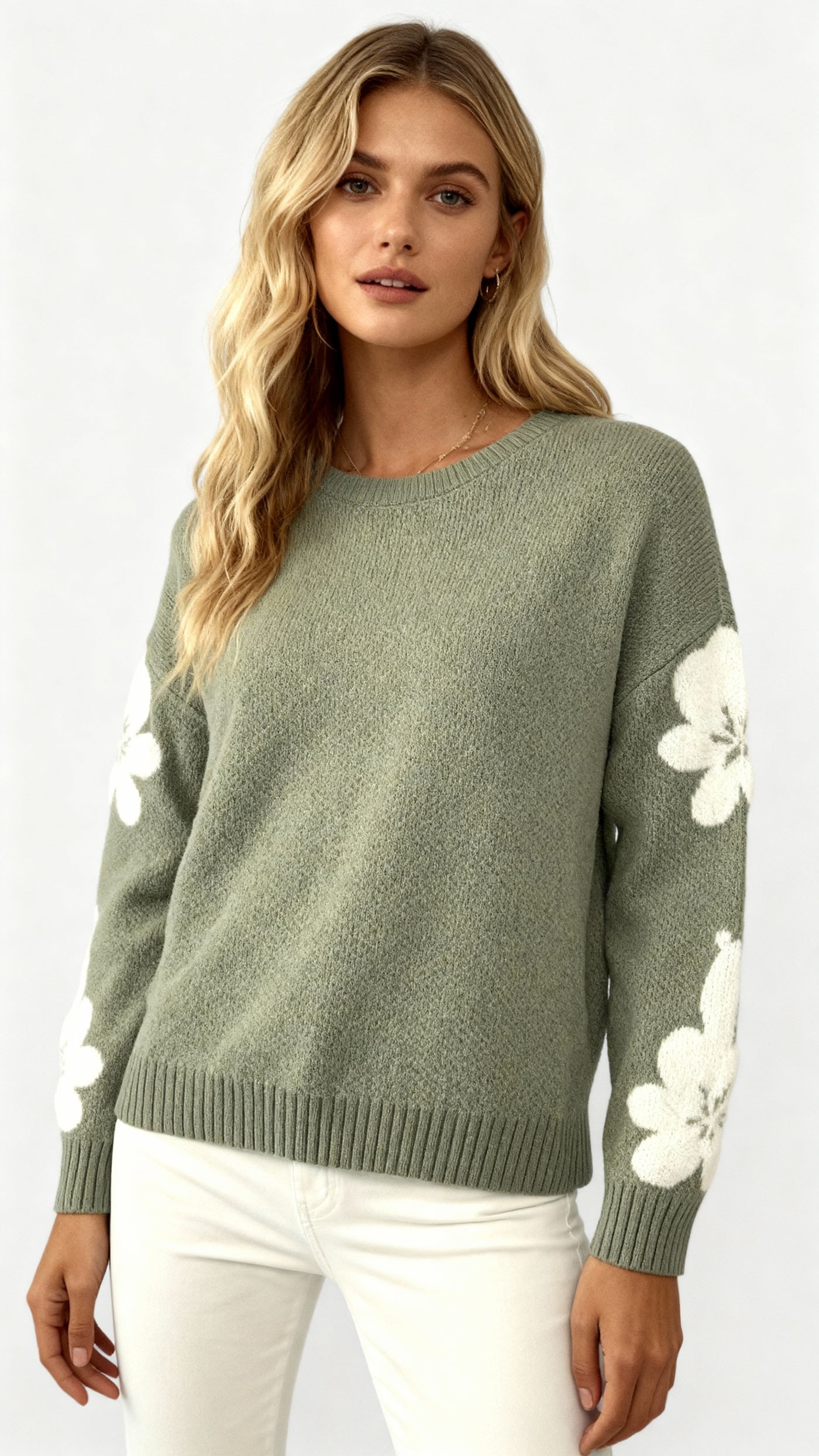 Silke - Soft Knit Sweater with Floral Design